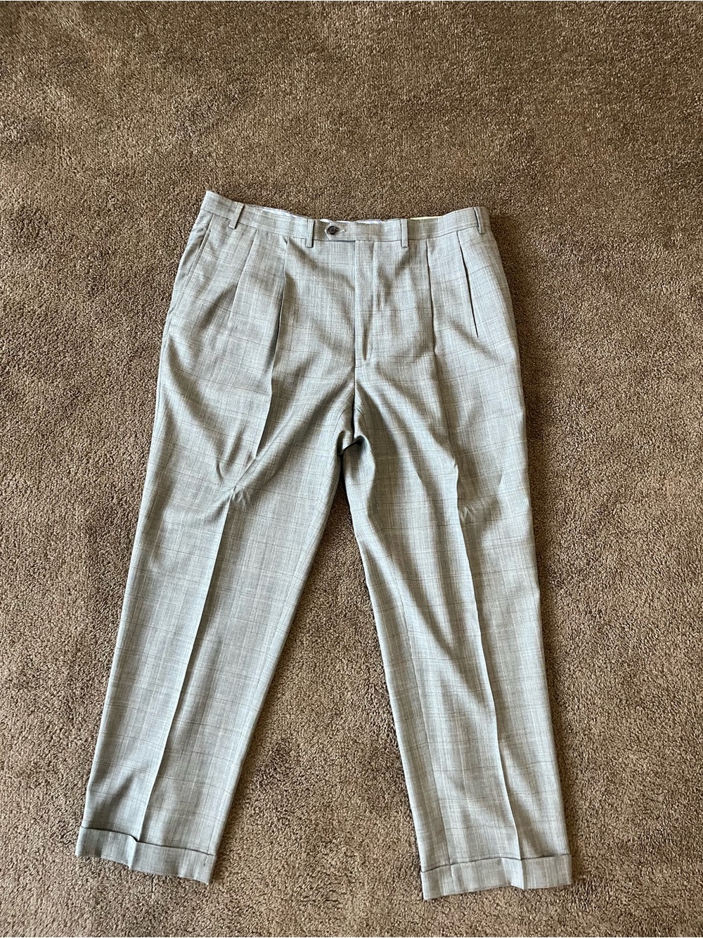 Lauren Ralph Lauren 42x32 Tan Black Plaid Pleated Cuffed Dress Pants NWT